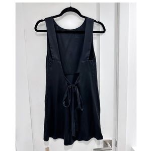 Black Silk Tie-Back Mini Dress